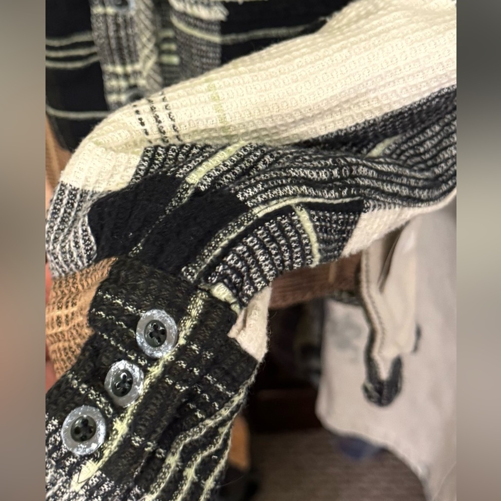 NWT Free People We The Free Cozy In Plaid Shirt - Black And White Combo - XS - Picture 11 of 12